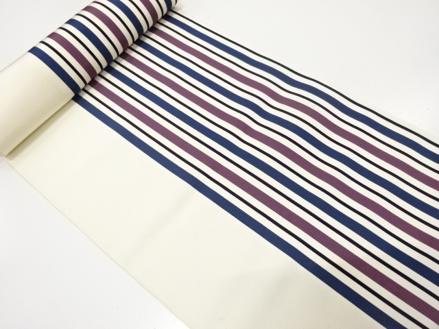 アンティーク　縞模様織り出し　八寸帯地反物